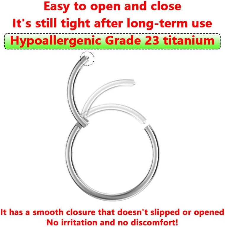 AMASIS Opal Nose Ring Studs Horseshoe Nose Rings Hoops Stud 316L Stainless Steel Nose Rings Round CZ Square Screw L Shaped Nose Stud Hypoallergenic Nostril Piercing Jewelry for Women Men - Image 3